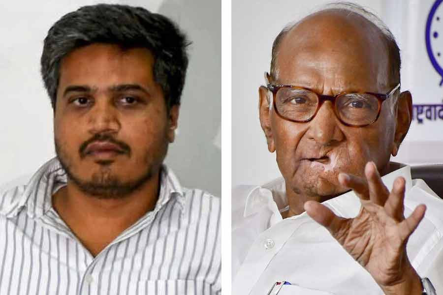 From left, Rohit Pawar and Sharad Pawar