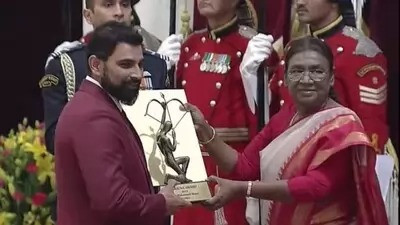 Mohammed Shami receives Arjuna Award from President Droupadi Murmu