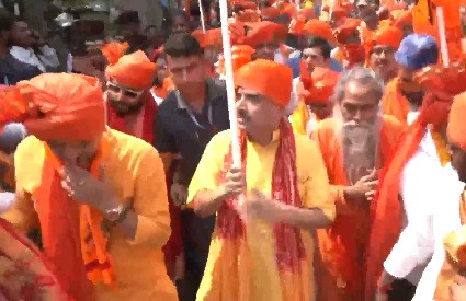 Ram Navami procession in Bhavanipur, Shuvendu walks with saffron pataka