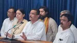 Chief Minister Subhendu Adhikari and his cabinet members after the cabinet meeting.