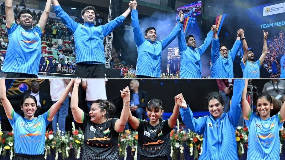 India's men's and women's teams celebrate double gold at the Commonwealth Table Tennis Championships