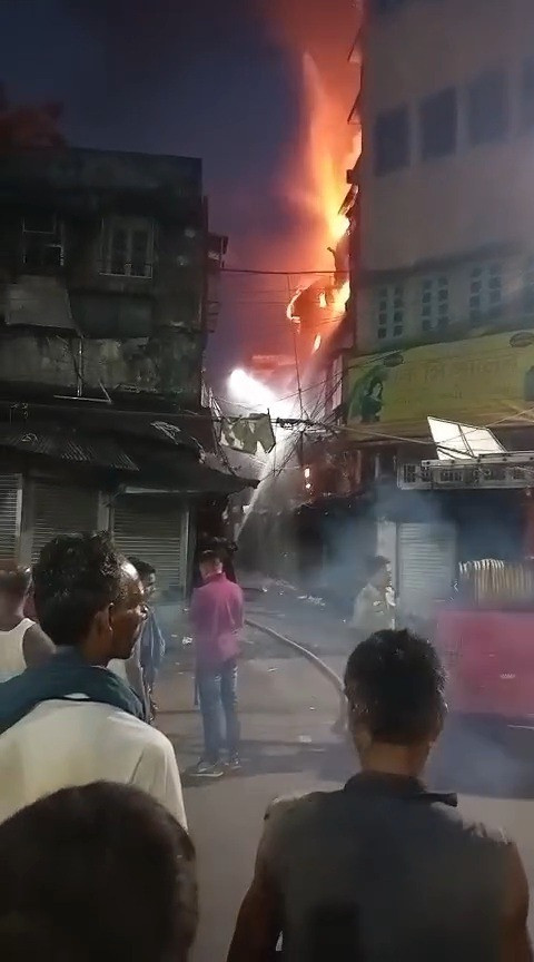 Massive fire at a plastic sheet warehouse in Burrabazar.