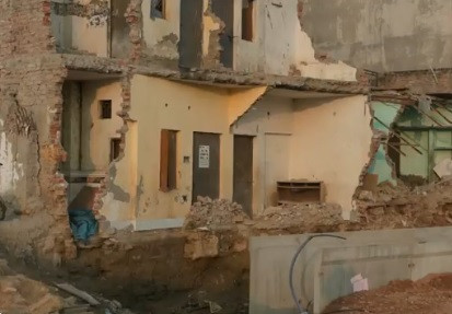 Eviction drive in Delhi's Shalimar Bagh; illegal structures demolished.