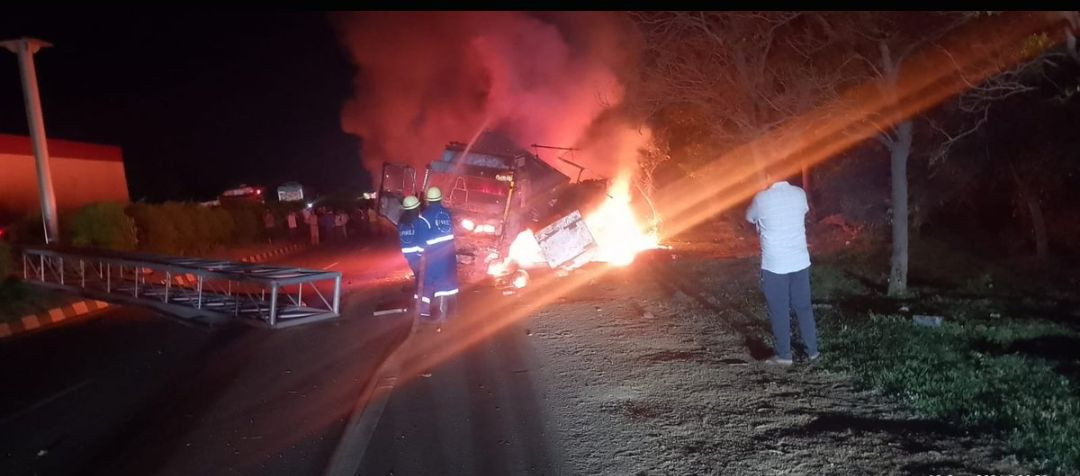 Truck crashes into electricity pole in Telangana; driver and over a hundred goats killed.